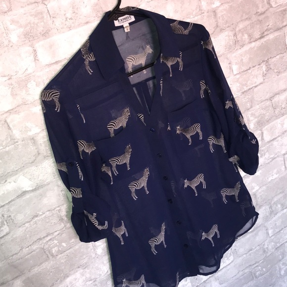 EXPRESS | zebra print portofine shirt - Picture 1 of 8
